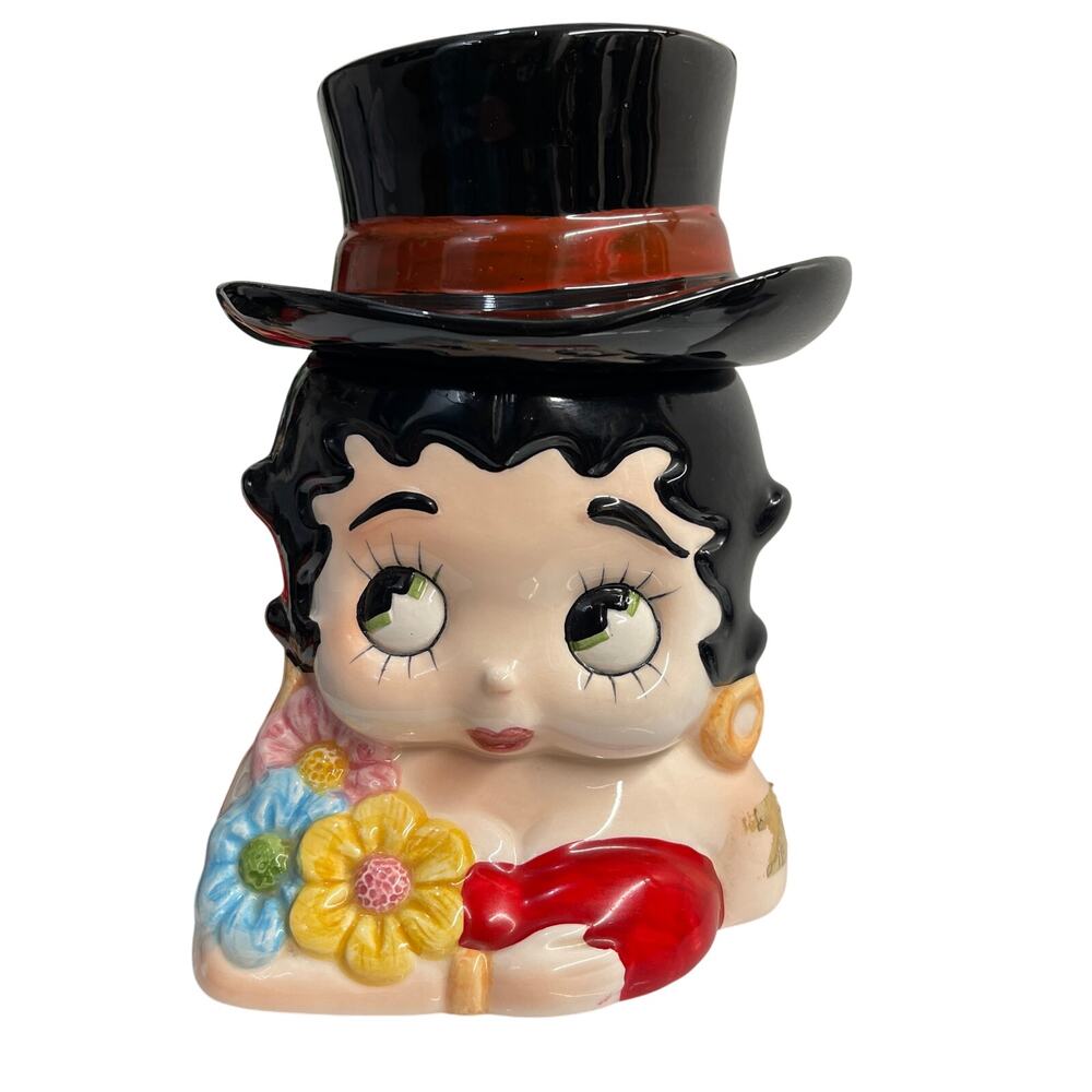 VTG Betty Boop Vandor 1988 Hand Painted Top Hat Cookie Jar, Retired Rare Find
